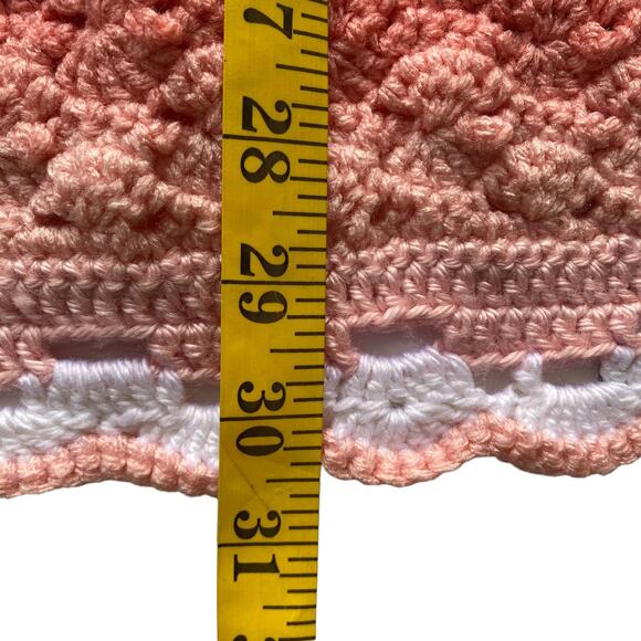 Crochet or Knit Baby Blanket Pink Peach Tones Scalloped Edge Sweet Handmade - Picture 6 of 8